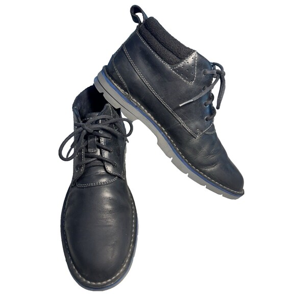 Clarks Varick Hill Black Blue Leather 26112236 Men\'s Size 11 main image 4